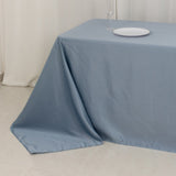 Dusty Blue Seamless Lamour Satin Rectangle Tablecloth - 90x156inch for 8 Foot Table