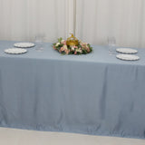 Dusty Blue Seamless Lamour Satin Rectangle Tablecloth - 90x156inch for 8 Foot Table