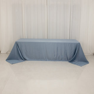 <h3 style="margin-left:0px;"><strong>Luxurious Dusty Blue Lamour Satin Rectangle Tablecloth 90"x156"</strong>