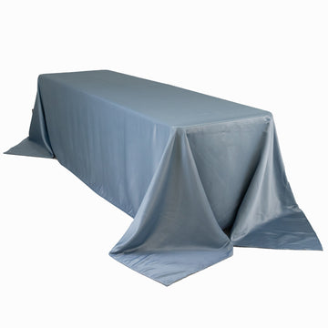 Lamour Satin 90"x156" Rectangle Tablecloth Dusty Blue - Luxurious, Soft Seamless Table Cover