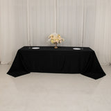 Black Seamless Lamour Satin Rectangle Tablecloth - 90x156inch for 8 Foot Table