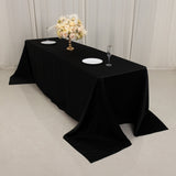 Black Seamless Lamour Satin Rectangle Tablecloth - 90x156inch for 8 Foot Table