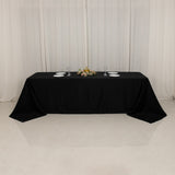 Black Seamless Lamour Satin Rectangle Tablecloth - 90x156inch for 8 Foot Table