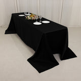 Black Seamless Lamour Satin Rectangle Tablecloth - 90x156inch for 8 Foot Table