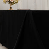 Black Seamless Lamour Satin Rectangle Tablecloth - 90x156inch for 8 Foot Table