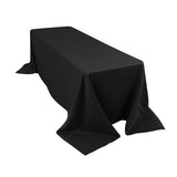 Black Seamless Lamour Satin Rectangle Tablecloth - 90x156inch for 8 Foot Table