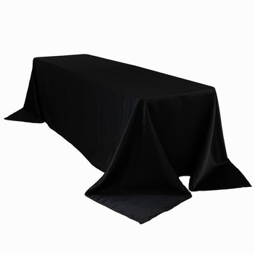 Lamour Satin 90"x156" Rectangle Tablecloth Black - Luxurious, Soft Seamless Table Cover for Stylish Settings