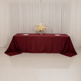 Burgundy Seamless Lamour Satin Rectangle Tablecloth - 90x156inch for 8 Foot Table