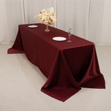 Burgundy Seamless Lamour Satin Rectangle Tablecloth - 90x156inch for 8 Foot Table