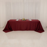 Burgundy Seamless Lamour Satin Rectangle Tablecloth - 90x156inch for 8 Foot Table