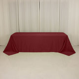 Burgundy Seamless Lamour Satin Rectangle Tablecloth - 90x156inch for 8 Foot Table