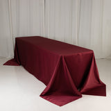 Burgundy Seamless Lamour Satin Rectangle Tablecloth - 90x156inch for 8 Foot Table