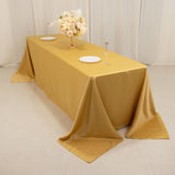 Champagne Seamless Lamour Satin Rectangle Tablecloth - 90x156inch for 8 Foot Table