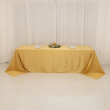 Champagne Seamless Lamour Satin Rectangle Tablecloth - 90x156inch for 8 Foot Table