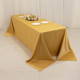 Champagne Seamless Lamour Satin Rectangle Tablecloth - 90x156inch for 8 Foot Table