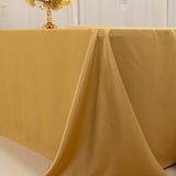 Champagne Seamless Lamour Satin Rectangle Tablecloth - 90x156inch for 8 Foot Table