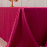 Fuchsia Seamless Lamour Satin Rectangle Tablecloth - 90x156inch for 8 Foot Table