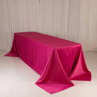 <h3 style="margin-left:0px;"><strong>Luxurious Fuchsia Lamour Satin Rectangle Tablecloth 90"x156"</strong>