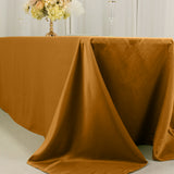 90x156inch Gold Seamless Lamour Satin Rectangle Tablecloth for 8 Foot Table