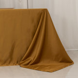 90x156inch Gold Seamless Lamour Satin Rectangle Tablecloth for 8 Foot Table