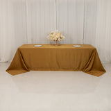 90x156inch Gold Seamless Lamour Satin Rectangle Tablecloth for 8 Foot Table