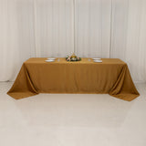 90x156inch Gold Seamless Lamour Satin Rectangle Tablecloth for 8 Foot Table