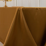 90x156inch Gold Seamless Lamour Satin Rectangle Tablecloth for 8 Foot Table