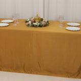 90x156inch Gold Seamless Lamour Satin Rectangle Tablecloth for 8 Foot Table