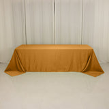 90x156inch Gold Seamless Lamour Satin Rectangle Tablecloth for 8 Foot Table