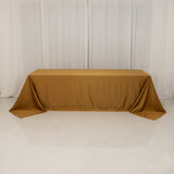 90x156inch Gold Seamless Lamour Satin Rectangle Tablecloth for 8 Foot Table