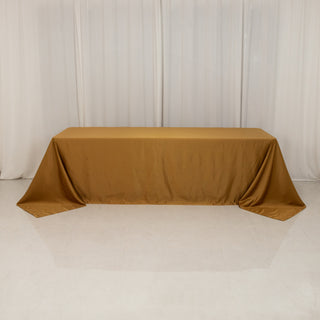 <h3 style="margin-left:0px;"><strong>Luxurious Gold Lamour Satin Rectangle Tablecloth 90"x156"</strong>