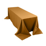 90x156inch Gold Seamless Lamour Satin Rectangle Tablecloth for 8 Foot Table