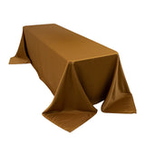 90x156inch Gold Seamless Lamour Satin Rectangle Tablecloth for 8 Foot Table