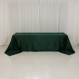 90x156inch Hunter Emerald Green Seamless Lamour Satin Rectangle Tablecloth for 8 Foot Table