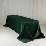 90x156inch Hunter Emerald Green Seamless Lamour Satin Rectangle Tablecloth for 8 Foot Table