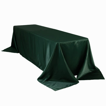 Lamour Satin 90"x156" Rectangle Tablecloth Hunter Emerald Green - Luxurious, Soft Seamless Table Cover