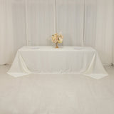 90x156inch Ivory Seamless Lamour Satin Rectangle Tablecloth for 8 Foot Table