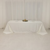 90x156inch Ivory Seamless Lamour Satin Rectangle Tablecloth for 8 Foot Table