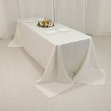 90x156inch Ivory Seamless Lamour Satin Rectangle Tablecloth for 8 Foot Table