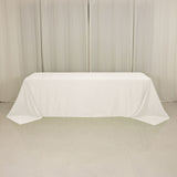 90x156inch Ivory Seamless Lamour Satin Rectangle Tablecloth for 8 Foot Table