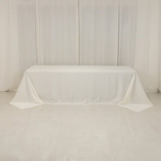 <h3 style="margin-left:0px;"><strong>Luxurious Ivory Lamour Satin Rectangle Tablecloth 90"x156"</strong>