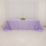 90x156inch Lavender Lilac Seamless Lamour Satin Rectangle Tablecloth for 8 Foot Table