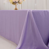 90x156inch Lavender Lilac Seamless Lamour Satin Rectangle Tablecloth for 8 Foot Table