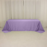 90x156inch Lavender Lilac Seamless Lamour Satin Rectangle Tablecloth for 8 Foot Table