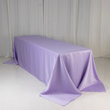 90x156inch Lavender Lilac Seamless Lamour Satin Rectangle Tablecloth for 8 Foot Table