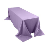 90x156inch Lavender Lilac Seamless Lamour Satin Rectangle Tablecloth for 8 Foot Table