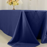 90x156inch Navy Blue Seamless Lamour Satin Rectangle Tablecloth for 8 Foot Table