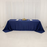 90x156inch Navy Blue Seamless Lamour Satin Rectangle Tablecloth for 8 Foot Table