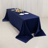 90x156inch Navy Blue Seamless Lamour Satin Rectangle Tablecloth for 8 Foot Table