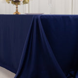 90x156inch Navy Blue Seamless Lamour Satin Rectangle Tablecloth for 8 Foot Table